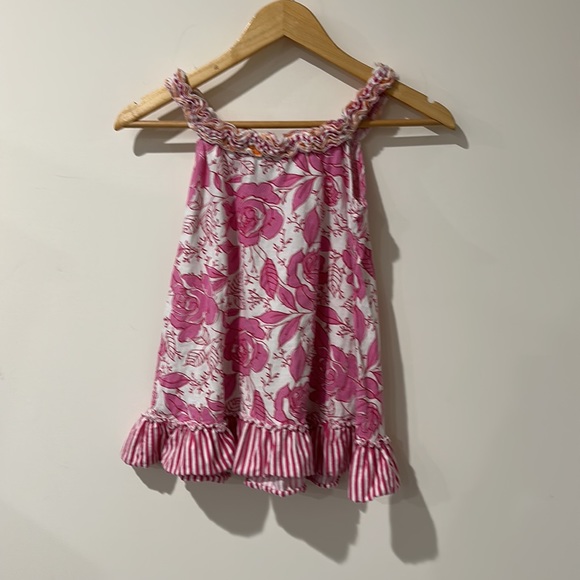 • Jelly the Pug • Girls Floral Pink White Rose Dress Orange Polka Dot Bow 5 - Picture 5 of 5